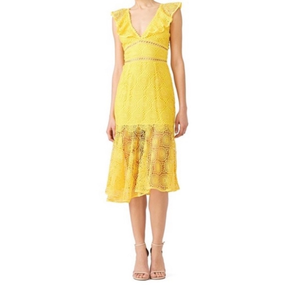 Saylor Yellow Lace Midi Dress size XS
